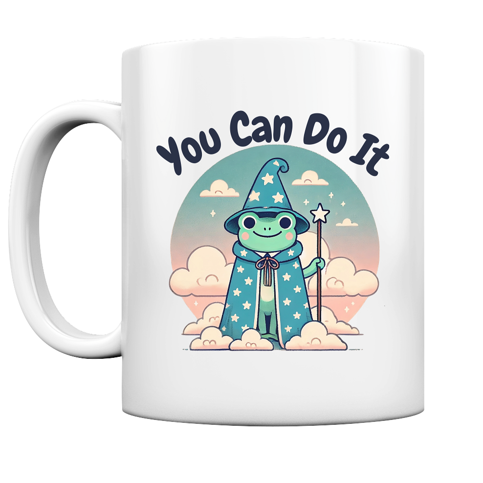 Tasse - Niedlicher Kawaii Zauberfrosch. Aufschrift: You Can Do It