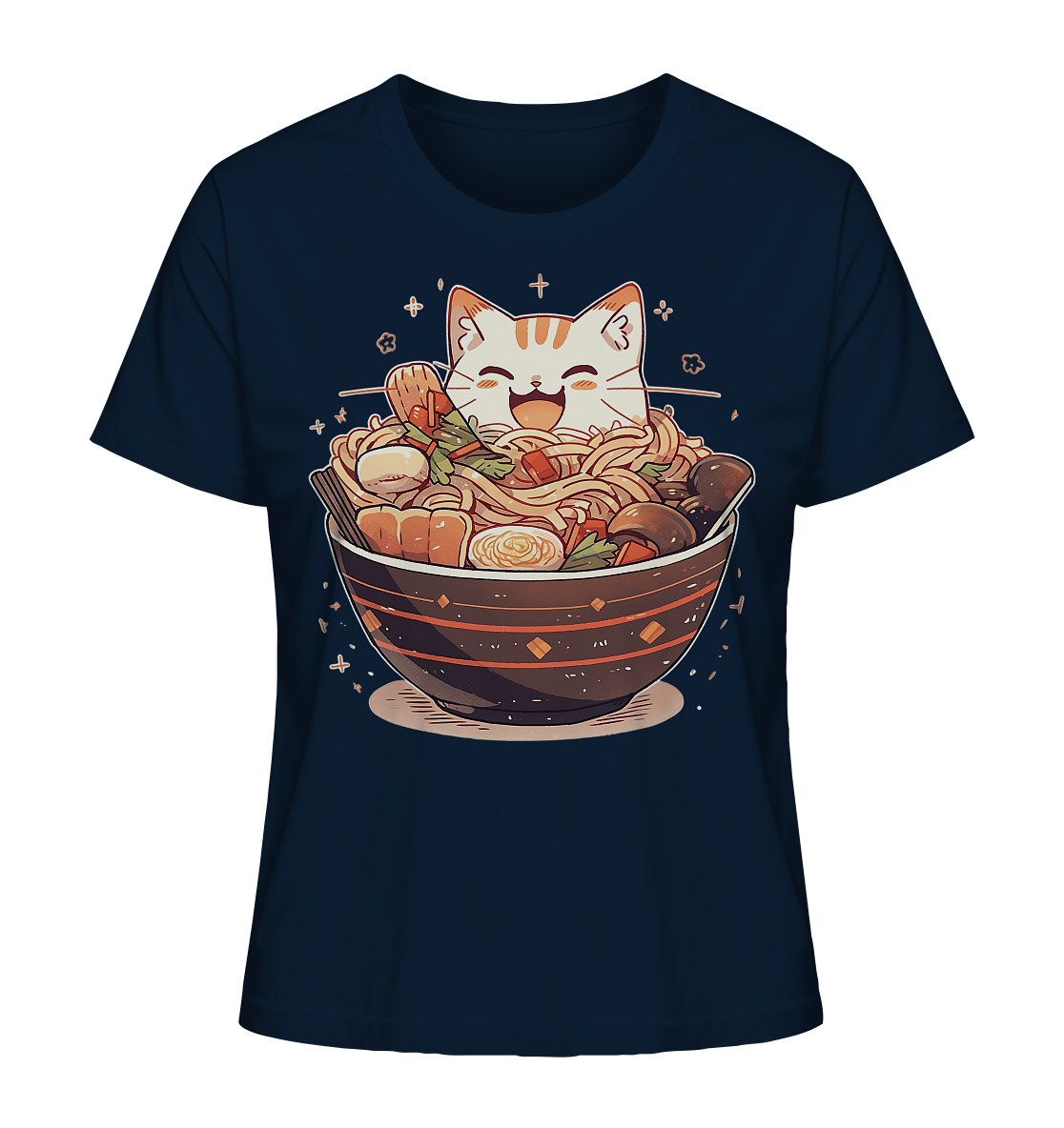 Niedliche Katze in Ramen Schüssel: T-Shirt aus Bio-Baumwolle