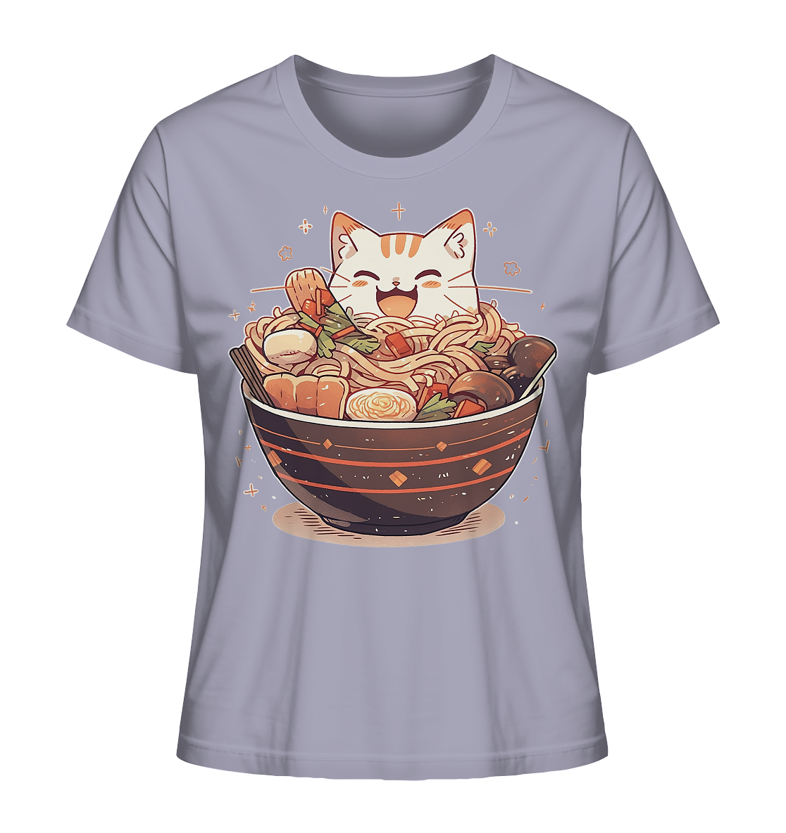 Niedliche Katze in Ramen Schüssel: T-Shirt aus Bio-Baumwolle