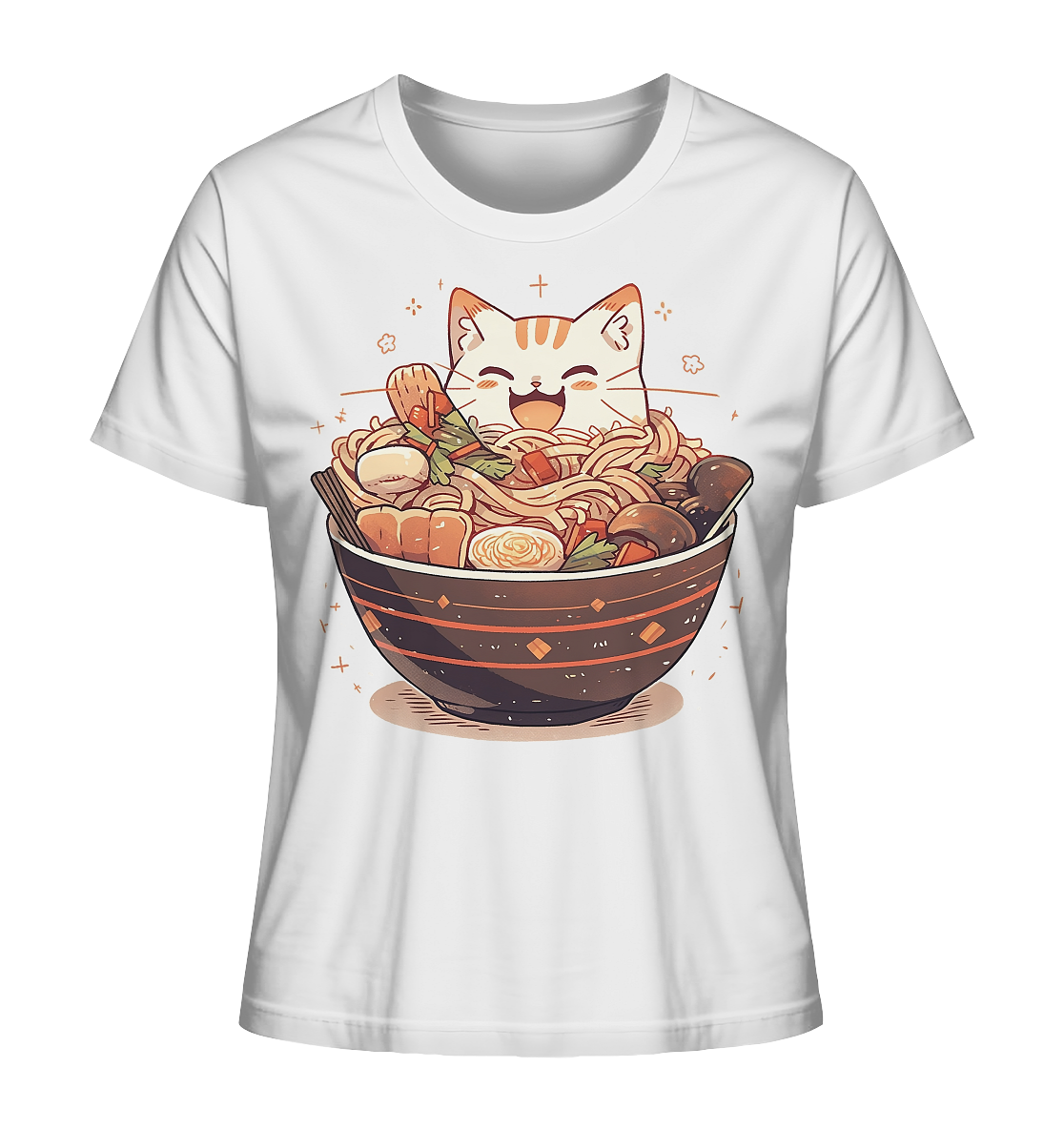 Niedliche Katze in Ramen Schüssel: T-Shirt aus Bio-Baumwolle