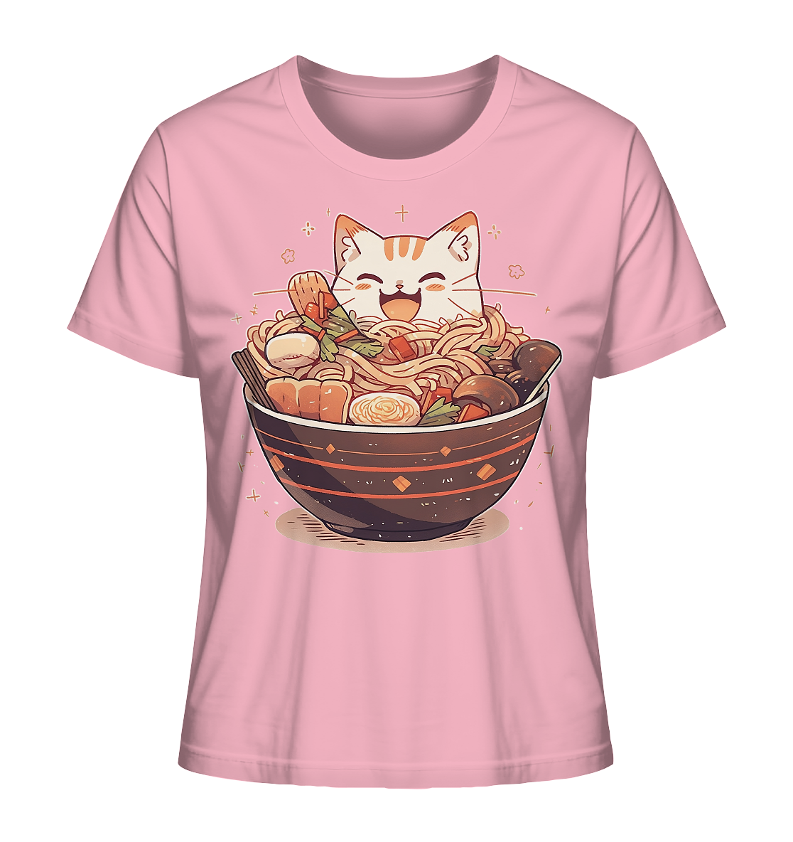 Niedliche Katze in Ramen Schüssel: T-Shirt aus Bio-Baumwolle