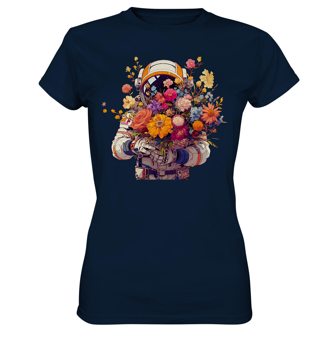 Astronaut mit großem Blumenstrauß: T-Shirt