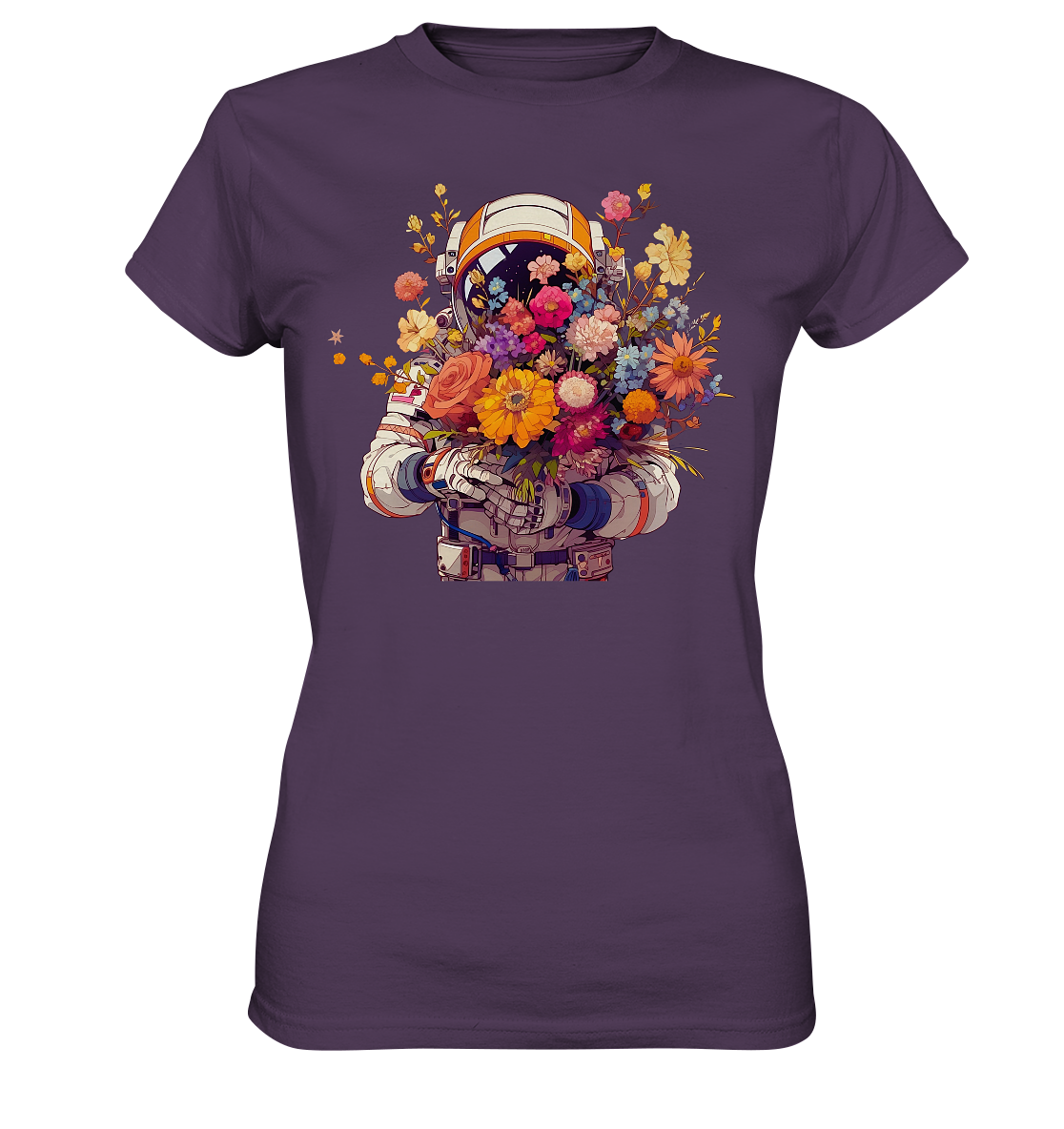 Astronaut mit großem Blumenstrauß: T-Shirt