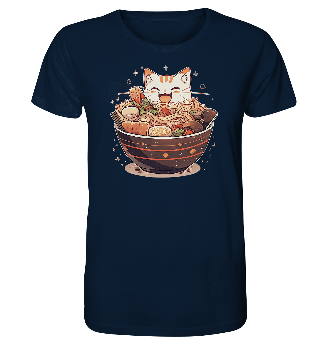 Niedliche Kawaii Katze in Ramen Schüssel / Bio-Baumwolle