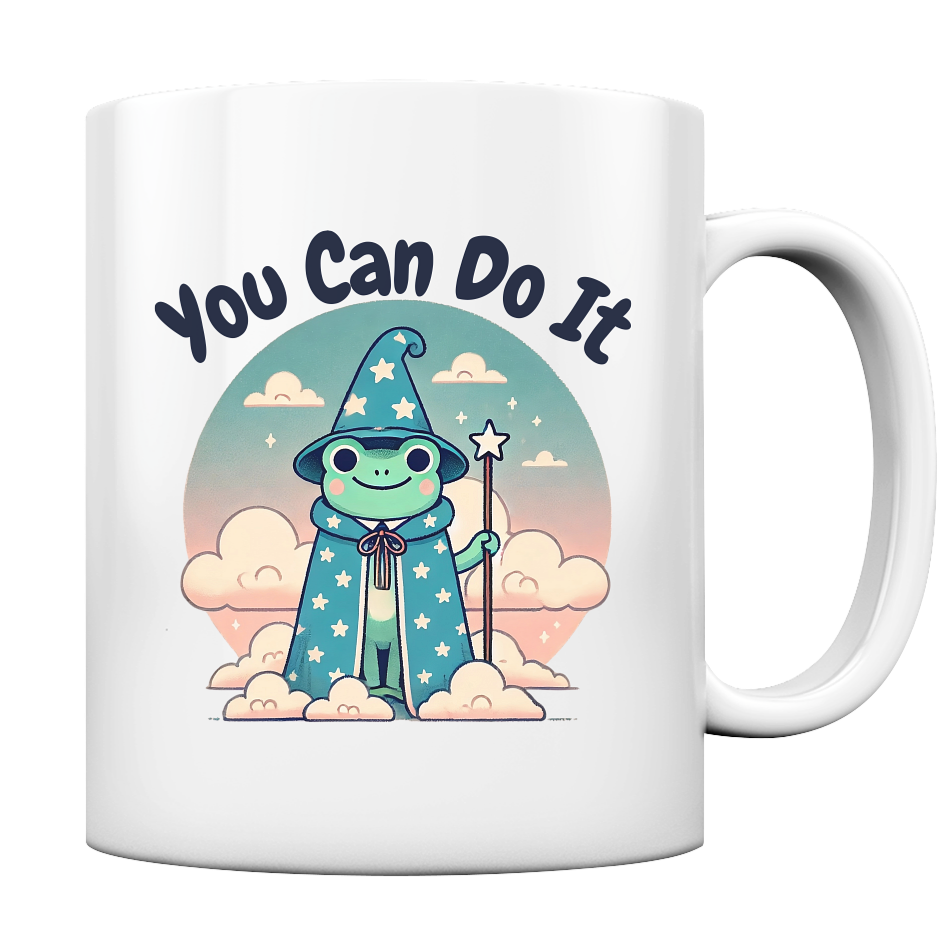 Tasse - Niedlicher Kawaii Zauberfrosch. Aufschrift: You Can Do It