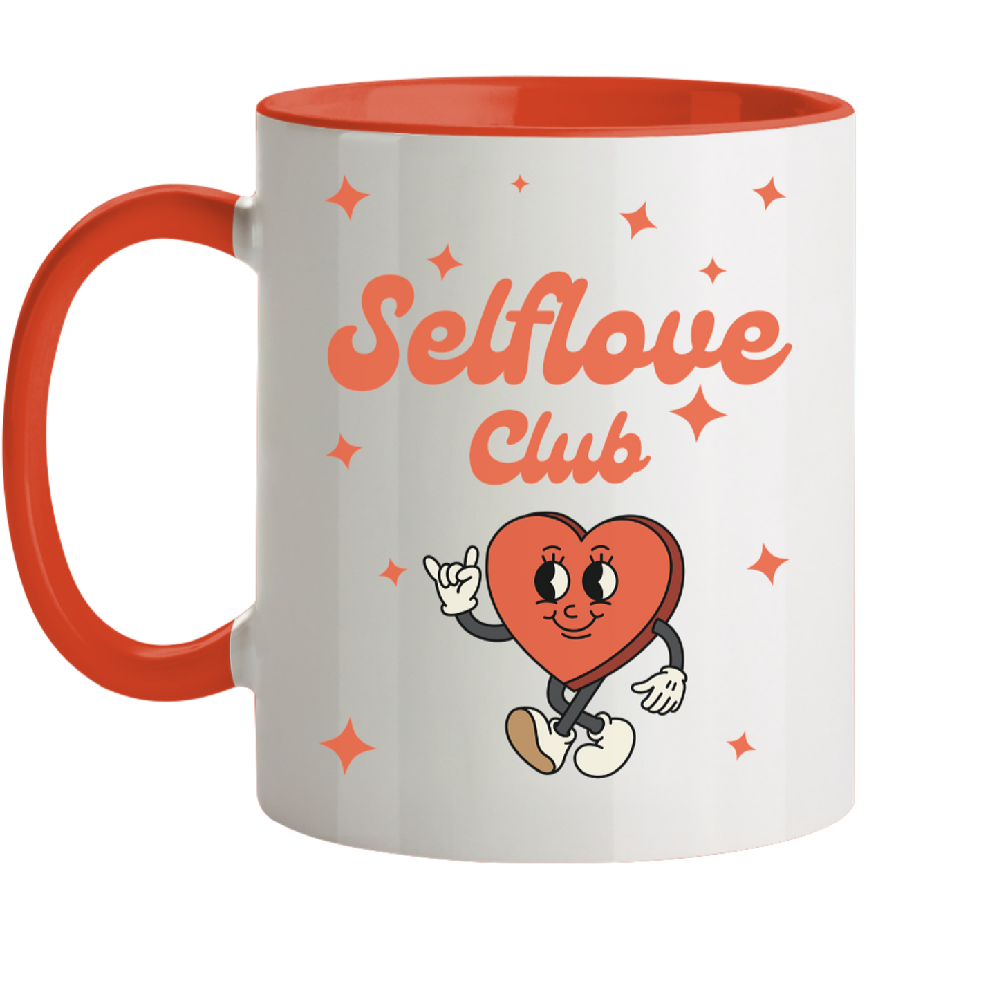 Selflove Club Tasse -zweifarbig weiß/orange