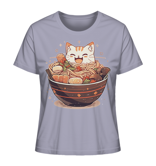 Niedliche Katze in Ramen Schüssel: T-Shirt aus Bio-Baumwolle